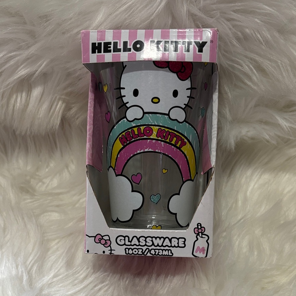 Hello Kitty Glassware with Rainbow Design